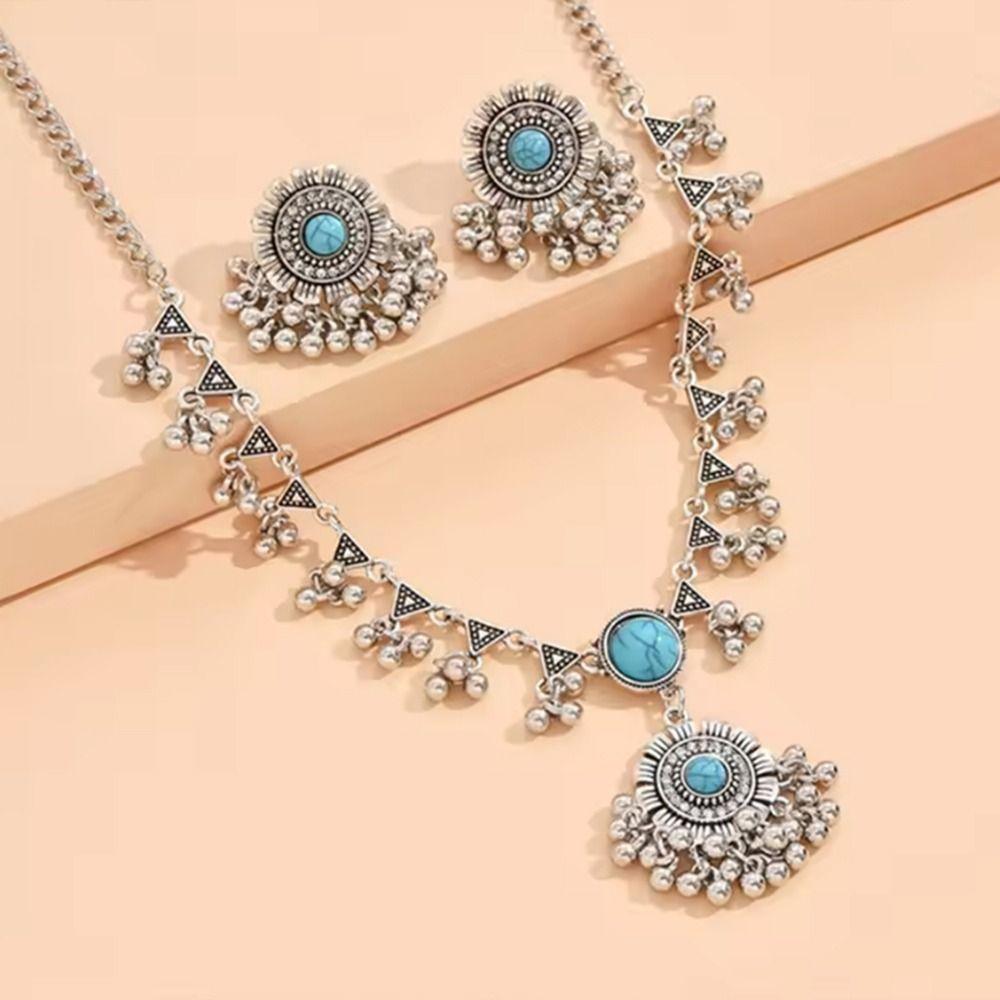 Fashion Tassel Necklace Earrings Set Ethnic Style Forehead Ornament New Women Jewelry Set  Gifts