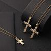 Exotic Cross Pendant Necklace with Micro-Set Zirconia Unique Drop Jewelry