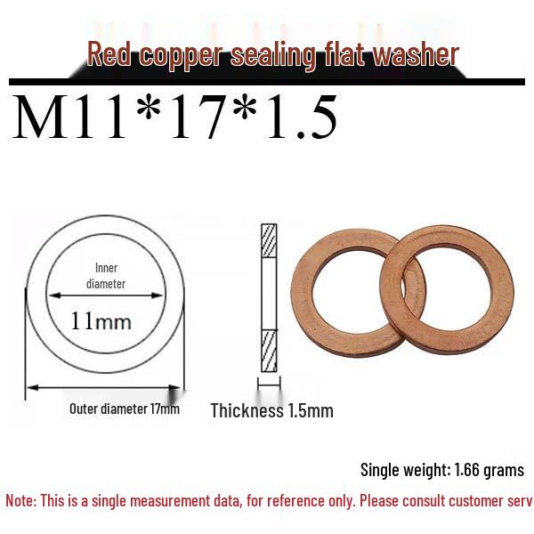 Annealed Red Copper Gasket Washer Pad for Sealing Fastener, M4-M34