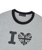 AWESOME STUDIO Heart Ringer Color Block Short Sleeve T-Shirt Melange Gray