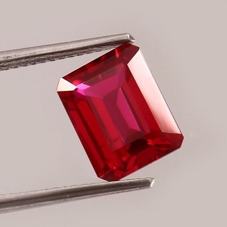 AAA 12x6 MM Flawless Blood Red Ruby Emerald Cut Loose Gemstone Mozambique
