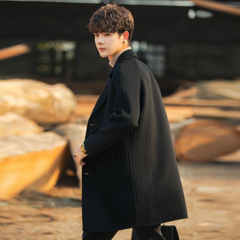 

Двустороннее кашемировое пальто средней и длинной длины, осенне-зимнее пальто из утолщенной шерсти высшего качества, пальто для мальчиков Nizi 3XL чёрный