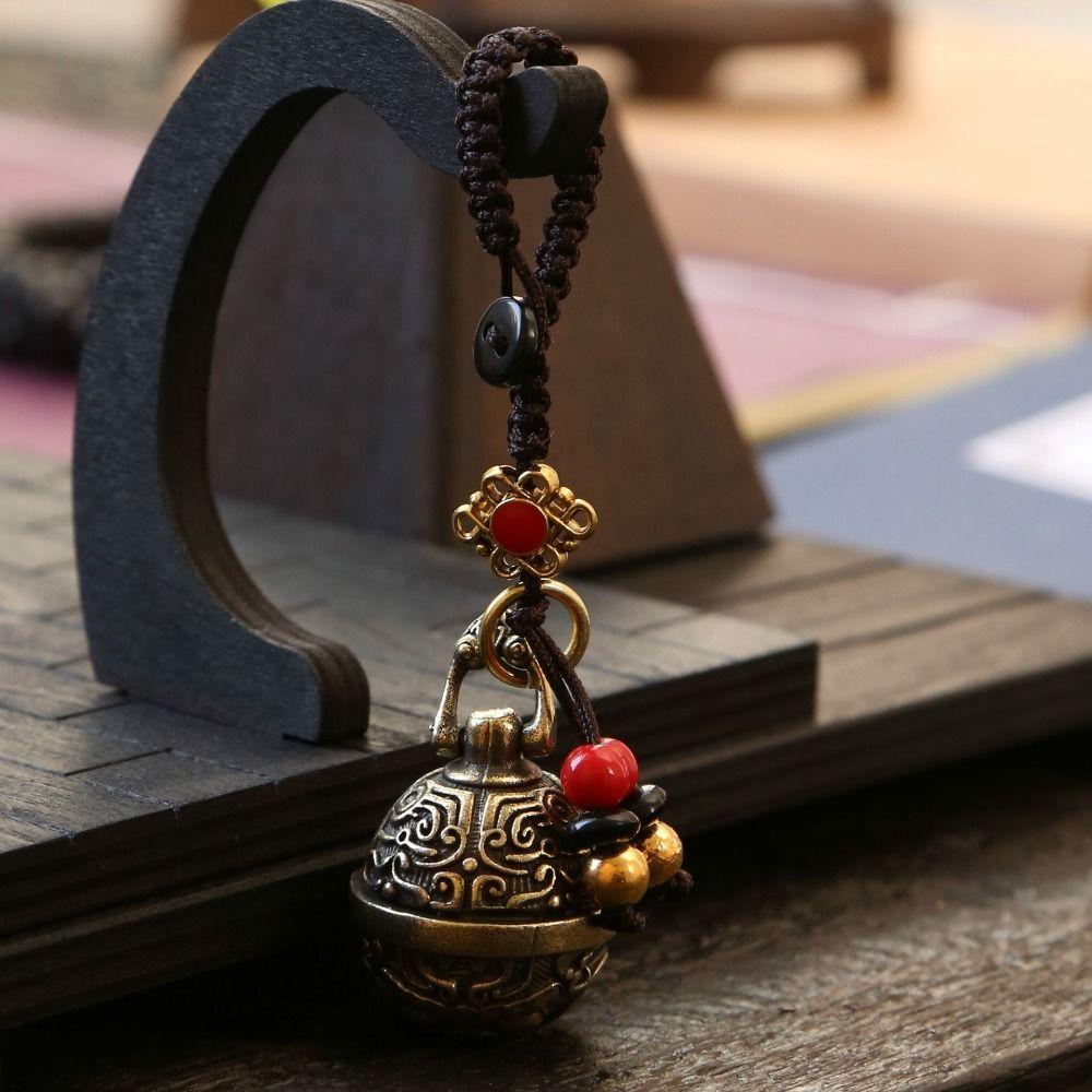 Brass Mantra Bell Keyring Vintage Handmade Rope Car Keychain Brass Bell Car Keychain  Women