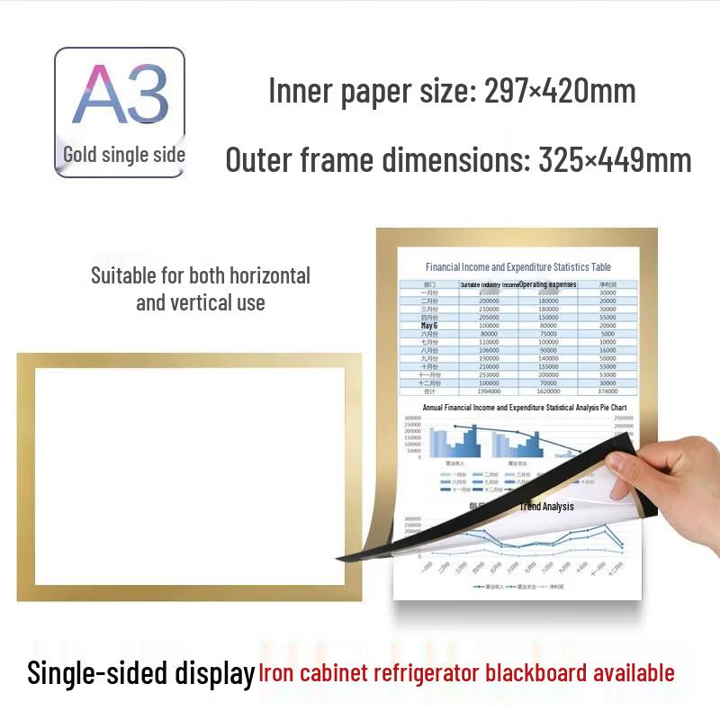 A3 Golden Magnetic Display Frame (5-Pack)