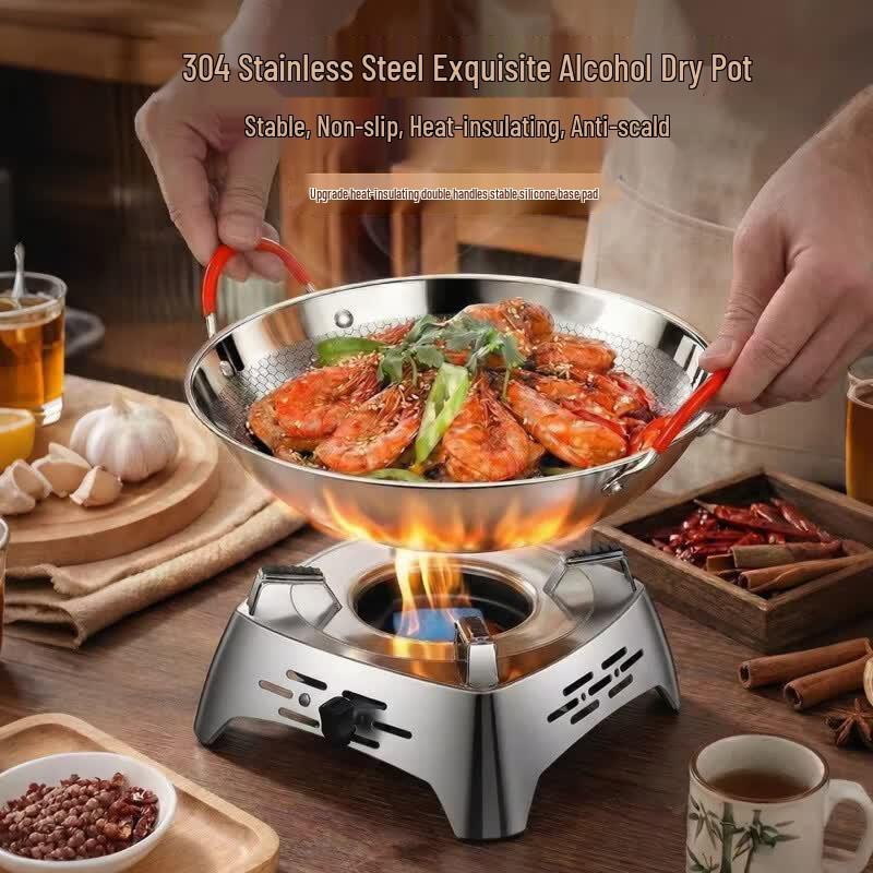 GOWKE New Style Dry Pot Alcohol Stove & Hotpot Set