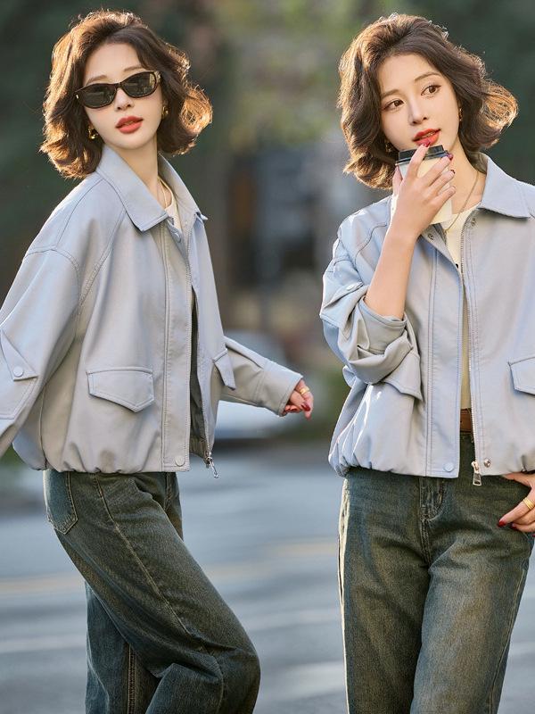 Women's Versatile Genuine Leather Jacket - Short Petite Fashion Lambskin Coat for Spring and Autumn 2025