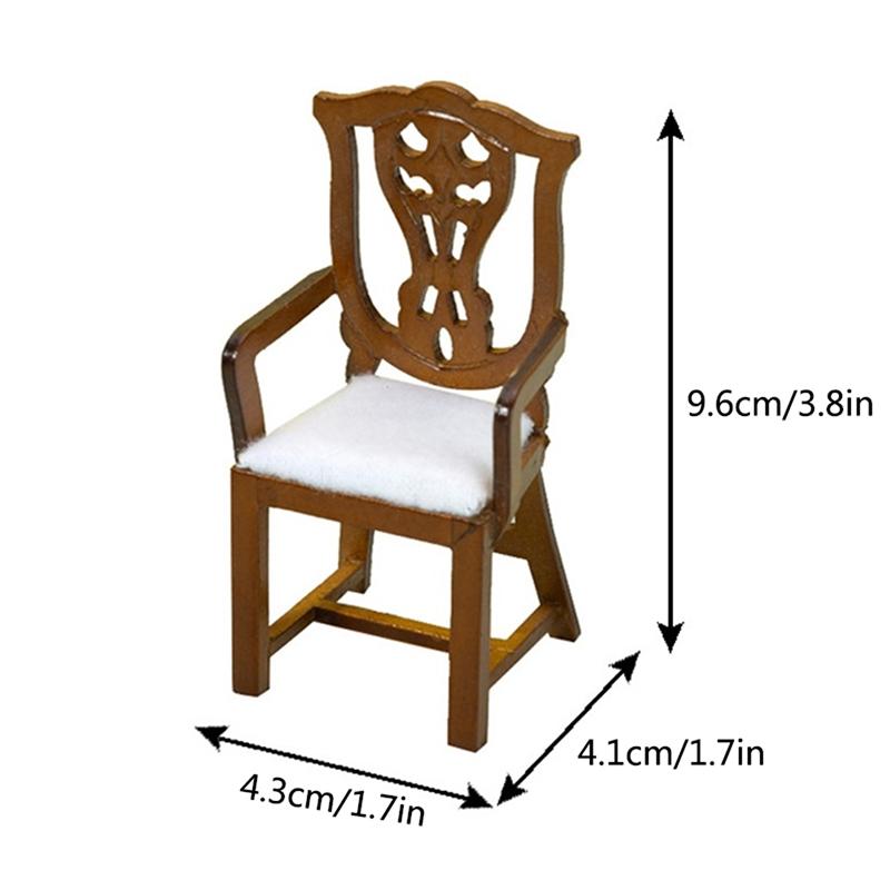 Dollhouse Armchairs Doll House Furniture Miniature Wood Chairs Mini Rocking Chair High Chair Model Furniture Decor Accessories