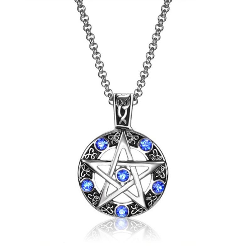 Pentagram Pentacle Satanic Satan Devil Occult Magic Demon Goth Rock Unisex Supernatural Necklace Pendant Vintage Protect Witch Talisman Health Jewelry