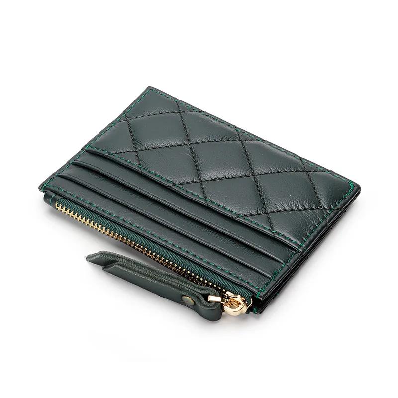 Women's Credit Card Holder Luxury Brand Women Zipper Purse Soft Sheepskin Leather Wallet Diamond Coin Bag Designer Zero Wallets