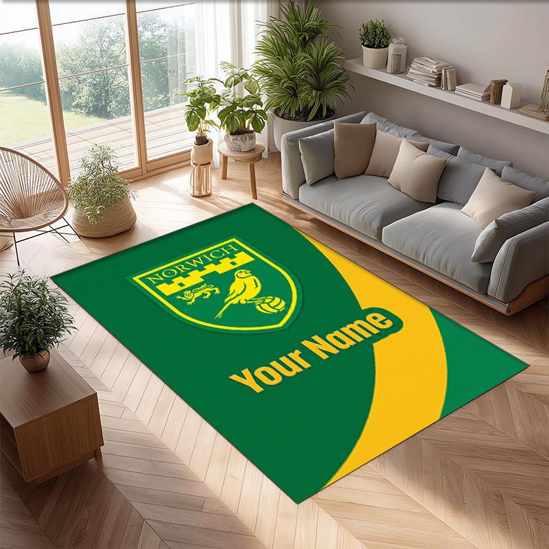 Norwich City Printed Crystal Velvet Rug Non‑Slip Crystal Velvet Carpet For Sofa Bedroom Indoor Home Decoration