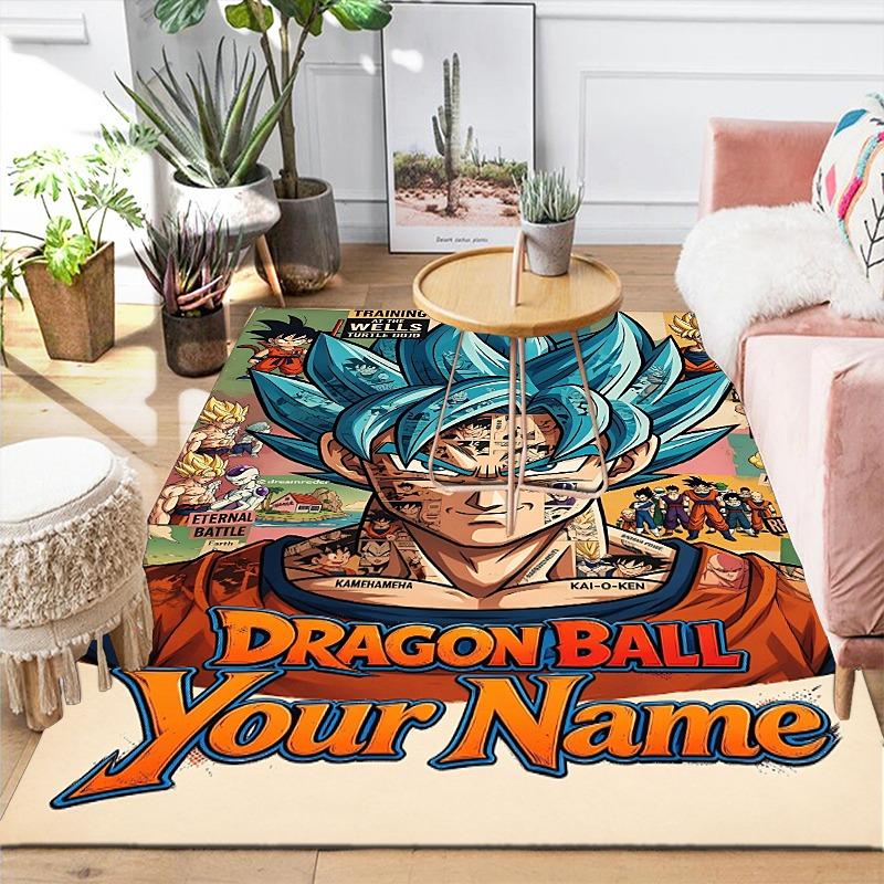 Custom 1Pc Dragon Ball Name Cover Flannel Personalized Rug Non Slip Floor Mat Soft Carpet for Living Bedroom Office Home Decor Gift