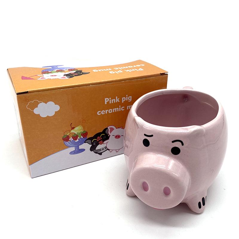 Creative 3D Pink Pig Ceramic Mug - Cute Heart Cup for Girly Vibes 401-500ml