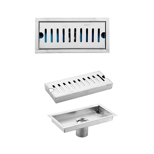 SUS 304 Rectangular Stainless Steel Floor Drain Rustless 4-Inch Size (Silver,Stainless Steel)
