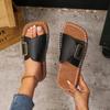 Fashion Plus Size 2025 Summer New Open Toe Women’s Slippers Round Toe Buckle Sewing Flat with Slippers for Outdoor Daily & Casual Sandal