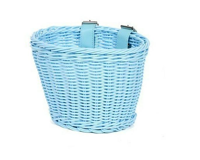 Hand-Woven Rattan-Style Detachable Bicycle Storage Basket for Children's Scooters - Small, Lidless