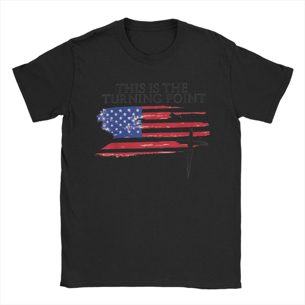 Camiseta Casual Verão Branca Este é O Ponto de Virada Camisetas com Bandeira Americana Camiseta para Homens Casual Barata Camisetas de Manga Curta