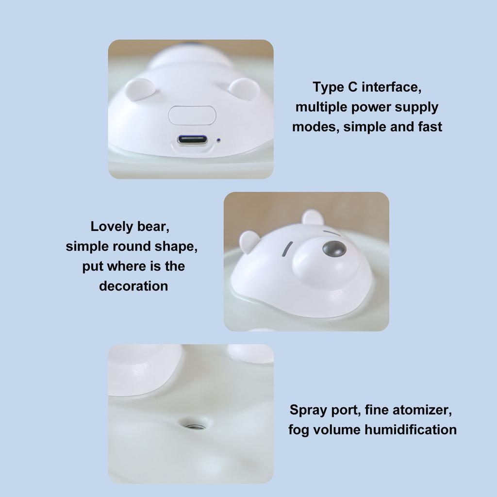 450ml   Desktop Humidifier Bubble Bear Shape USB Charging Moisturizing Humidifier