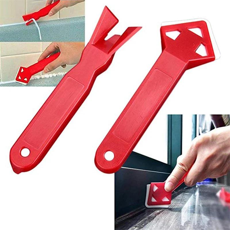 2Pcs/Set Silicone Glass Cement Scraper Tool Caulking Sealant Finishing Grout Floor Cleaning Tile Dirt Tool Spatula Glue Shovel