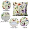 Flower Plant Leaf Birds Cushion Cover Polyester Linen Decorative Pillowcase Sofa Cushions Home Room Car Decor Throw Pillow