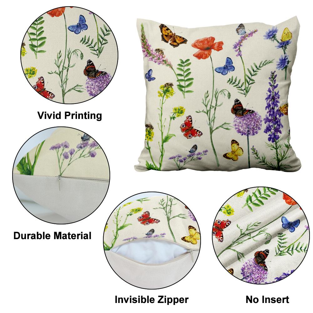 Flower Plant Leaf Birds Cushion Cover Polyester Linen Decorative Pillowcase Sofa Cushions Home Room Car Decor Throw Pillow