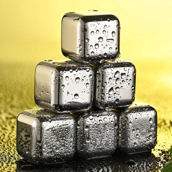 Pietre de Whiskey din Oțel Inoxidabil Răcitoare Reutilizabile pentru Băuturi Ne diluante și Sigure pentru Mașina de Spălat Vase Cuburi de Gheață Metalice pentru Whiskey Răcitor de Vin Ustensilă de Bar