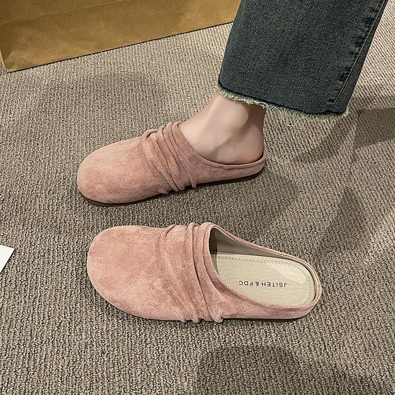 Thick-soled women's new outer wear in summer 2025 retro round head versatile Muller bag head half slippers