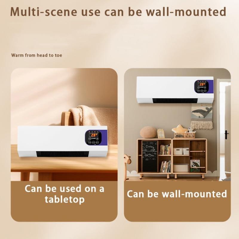 Wall Heater Electric Space Heater Quick Heating Remote Control Household Heater for Bedroom Garage Office Household