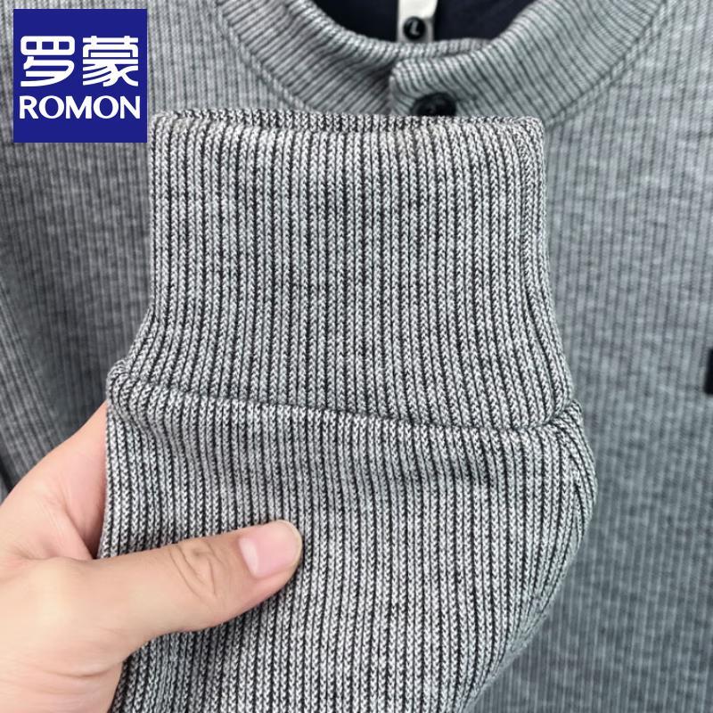 ROMON Men's Stand Collar Knit Sweater