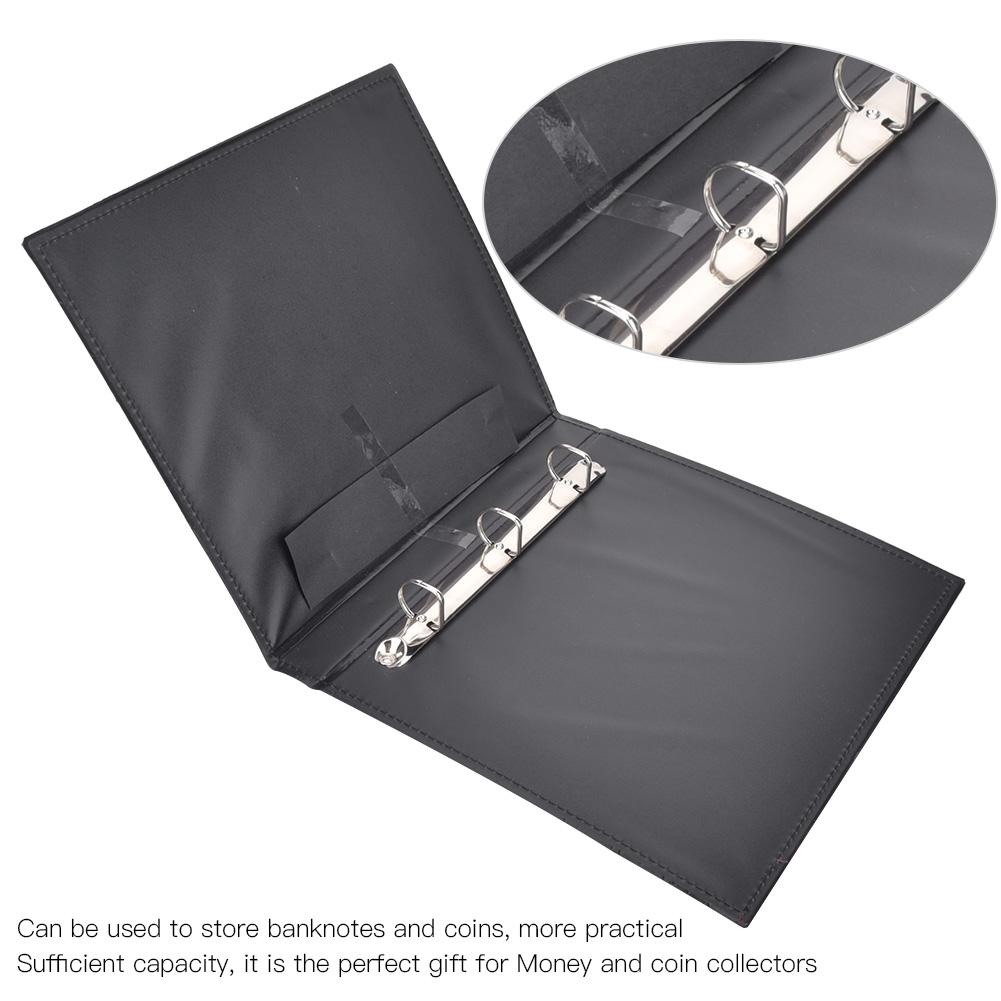 3-otvorový Album Papír na peníze Bankovky Sběratelská kniha PU Kožený kryt Sběratelský držák