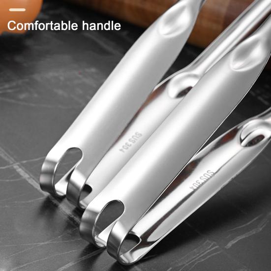 Stainless Steel Food Tongs for Buffet BBQ Long Handle Non-Slip Food Clips Rust-Proof Dishwasher Safe Kitchen Utensils for Seafood Bread Vegetables