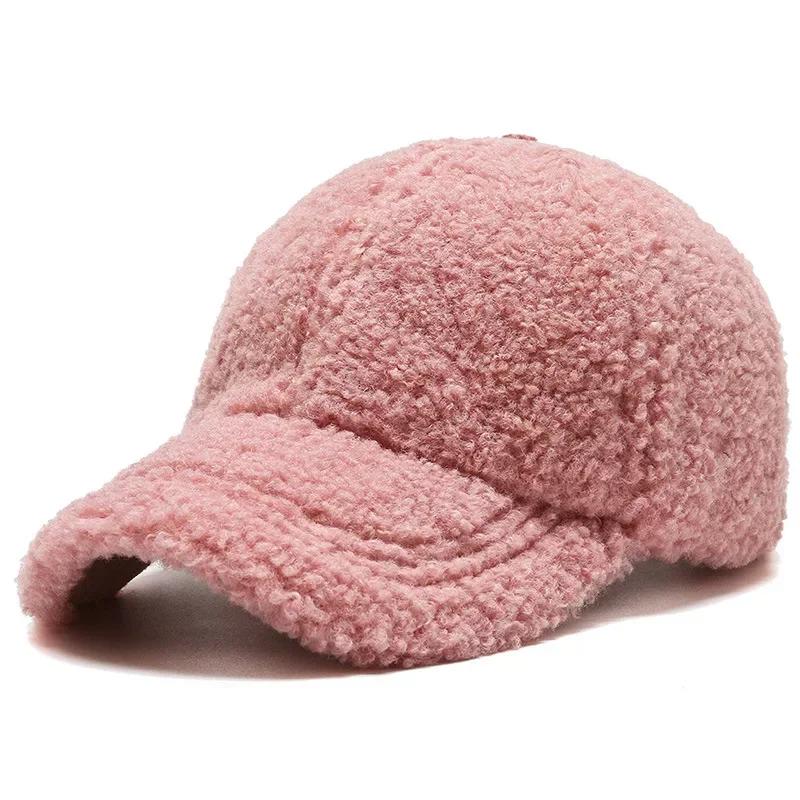 

Big Head Solid Artificial Lamb Wool Baseball Cap Women Men Autumn Winter Hats Keep Warm Cap Plush Baseball Caps Outdoor Dad Hat One Size