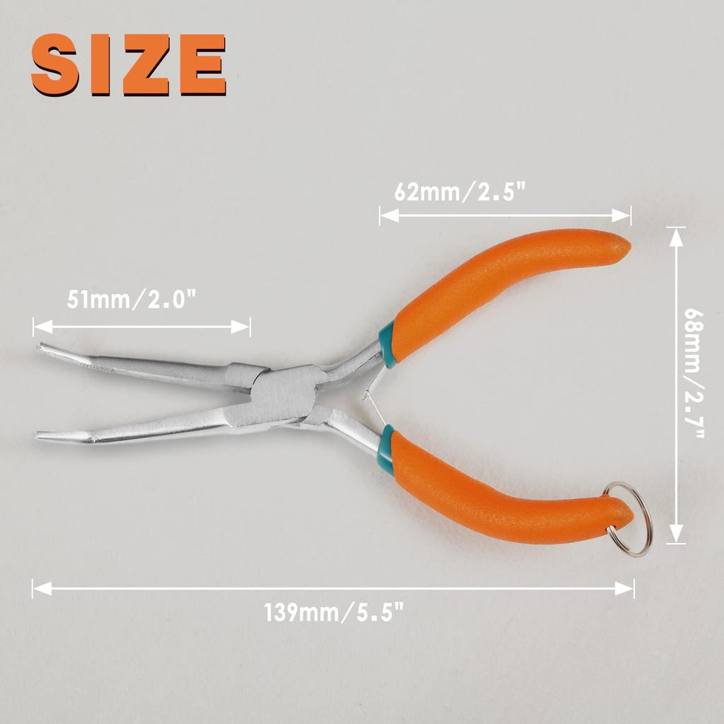 LEONTOOL Needle Remover Mini Pliers with Bent Lead Fishing Professional Precision Accessory Handmade Safety Jewelry DIY Pliers, Bent-Type, Bent-Nose