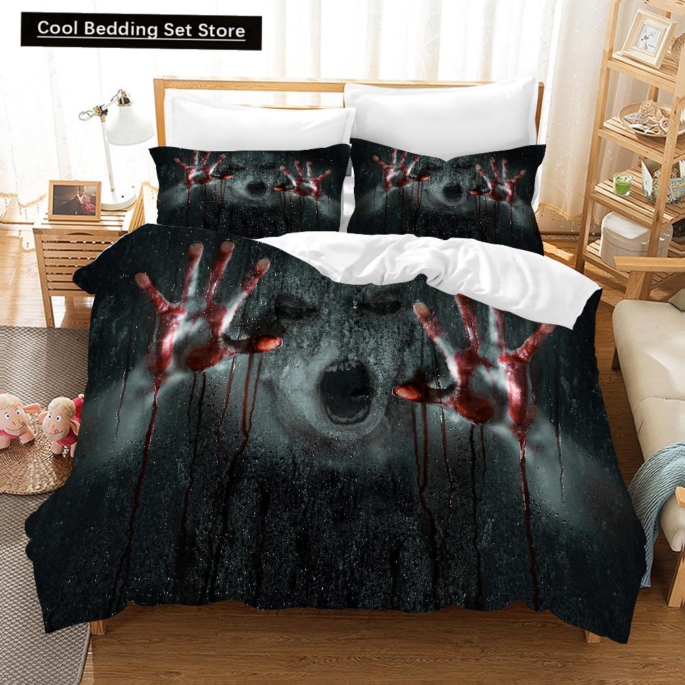 

Пододеяльник на Хэллоуин, король, королева, ужас, кровавые руки, комплект постельного белья для подростков, страшные красные пятна крови, 2/3 шт., полиэстер, пододеяльник EU King(240x220cm)