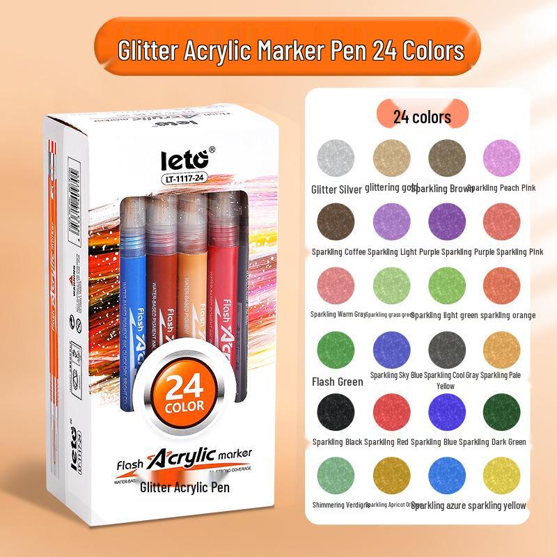 Glitter Acrylic Marker Pen for DIY Graffiti with Fluorescent Watercolor Effects