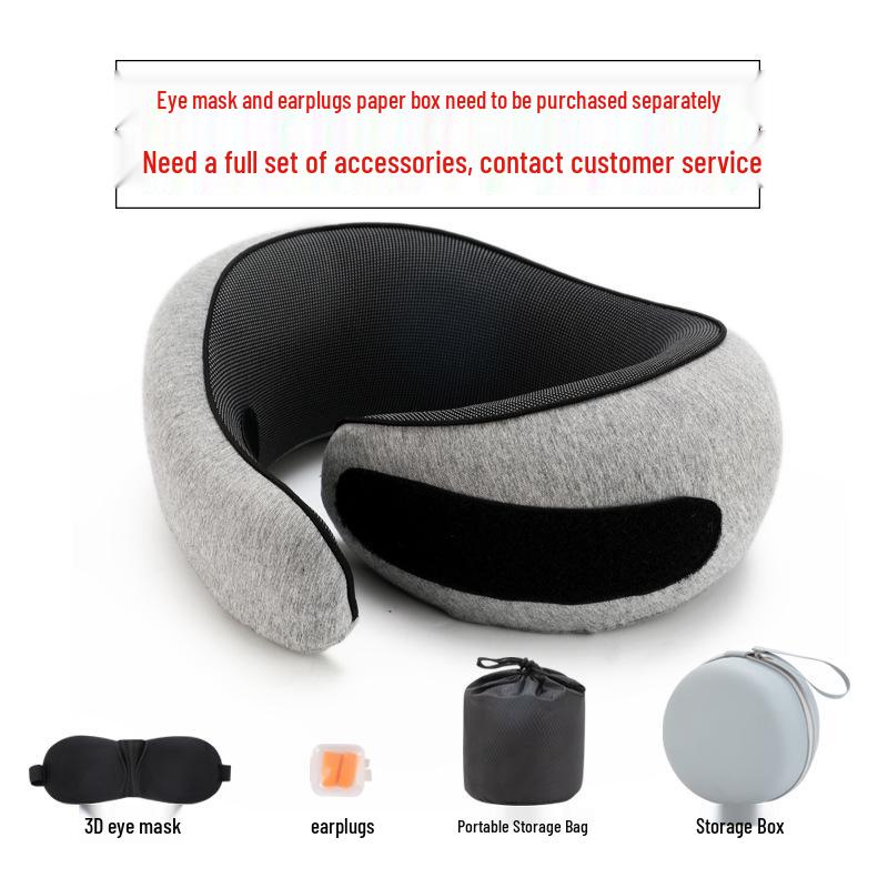 Washable U-Shaped Memory Foam Neck Pillow with Slow-Rebound Support for Office Naps