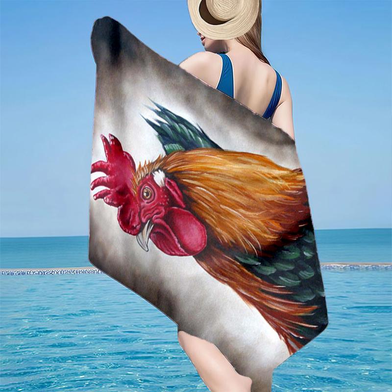 

Rooster In Vintage Garden Beach Towel, Super Soft Microfiber, Gift for Her/Him, Birthday, for Pool, Beach, Travel, Home Decor Fan gifts 70cmx140cm(27x55inch)