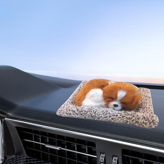 Sleeping Dog Plush Toy with Squeaky Sound & Bamboo Charcoal Bag