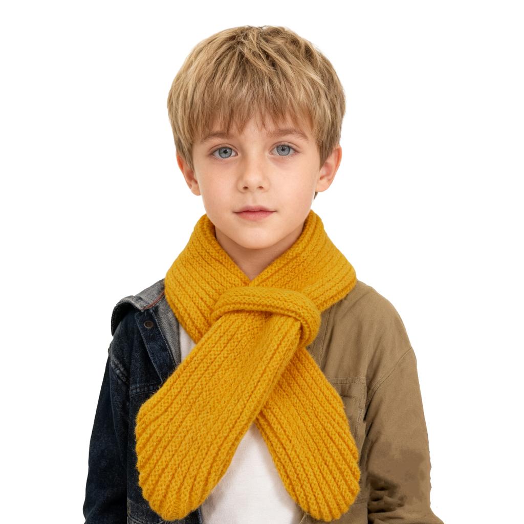 Children Cross Knit Scarf, Soft Solid Color Kids Winter Neck Warmer, Toddler Neck Collar Scarf
