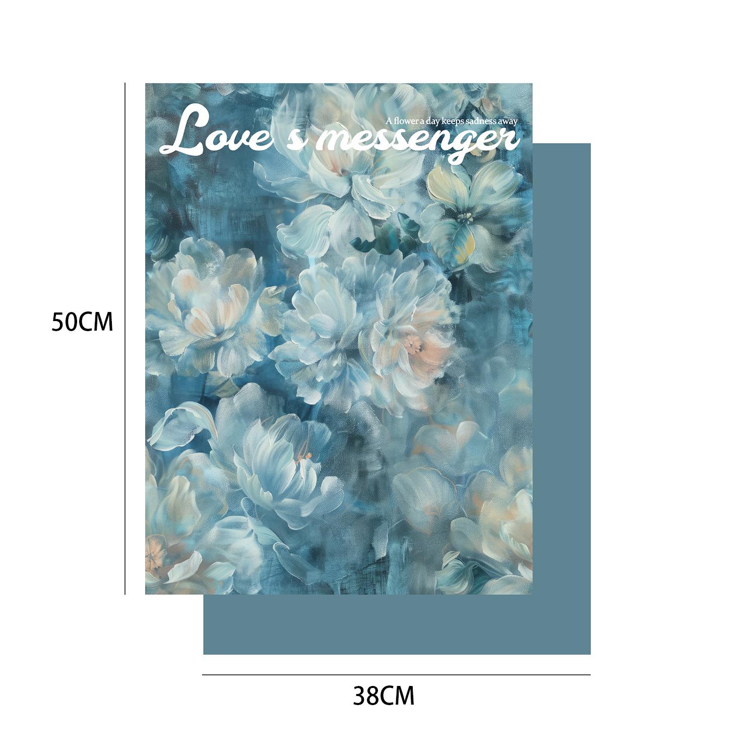 

Midnight Blue Floral Honeycomb Embossed Oil Painting Bouquet Wrapping Paper