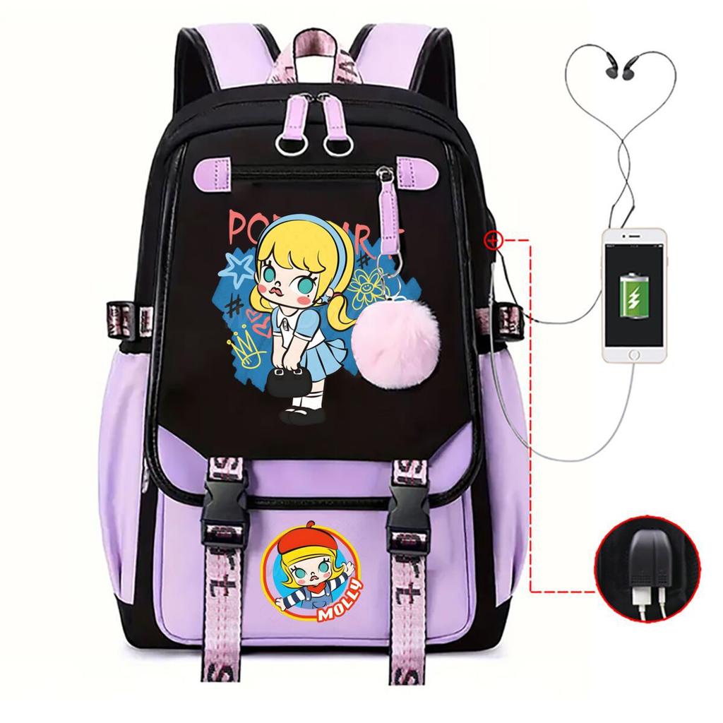 Printed fashion schoolbag college style junior high school high school students large capacity backpack