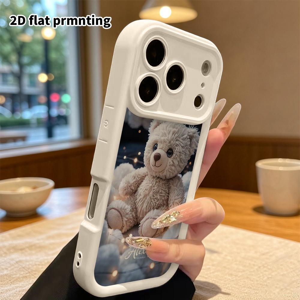 Phone Case: 2D Flat Design Suitable for iPhone 18 17 16 15 14 13 Pro Protective Case, Off-white Little Bear, Perfect Christmas and Halloween Holiday G