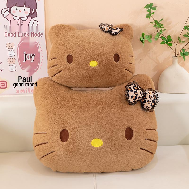 Xiaohongshu Black Cat Coffee Plush Pillow and Sofa Cushion 45x35 cm