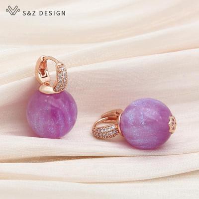 Mode Runde Bunte Simulierte-perle Perle Tropfen Ohrringe Für Frauen Hochzeit Schmuck Geschenk Zirkonia Eardrop