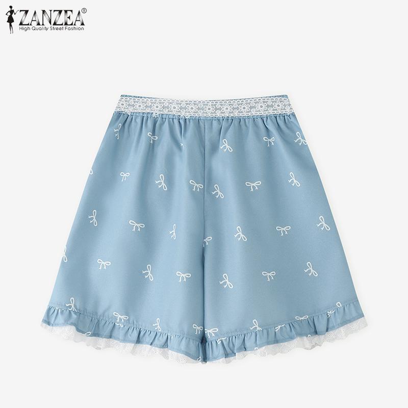 ZANZEA Women Casual Elastic Waist Loose Summer Print Shorts
