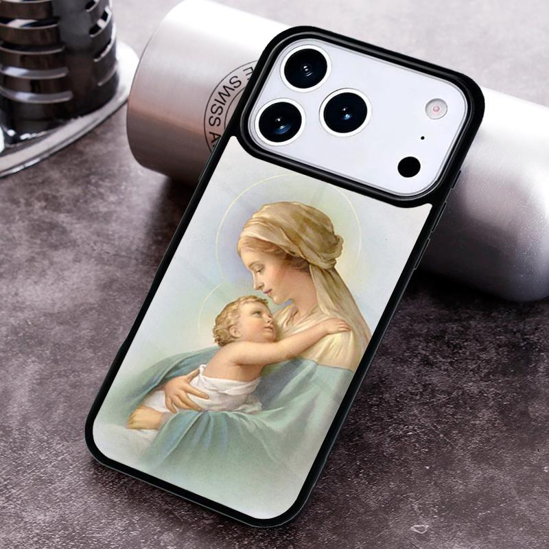 Religious Mary and Jesus Phone Case for iPhone 17 16 15 Pro Max Air 14 13 12 11 Plus Shockproof Capa Cover