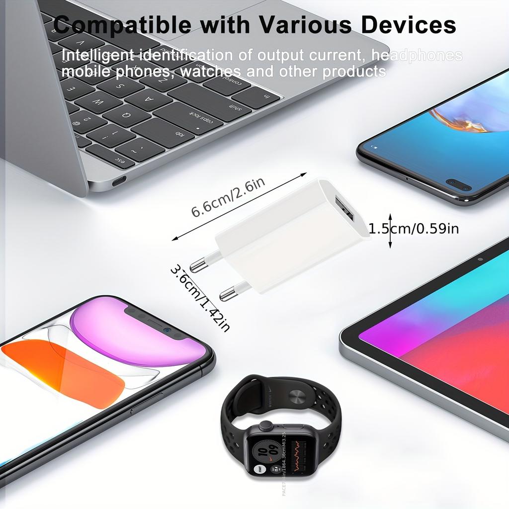 1/2/5pcs 5V 1A USB Charger Travel Wall Charging Head Mobile Phone Adapter With USB A To Type C USB Charging Cable Portable