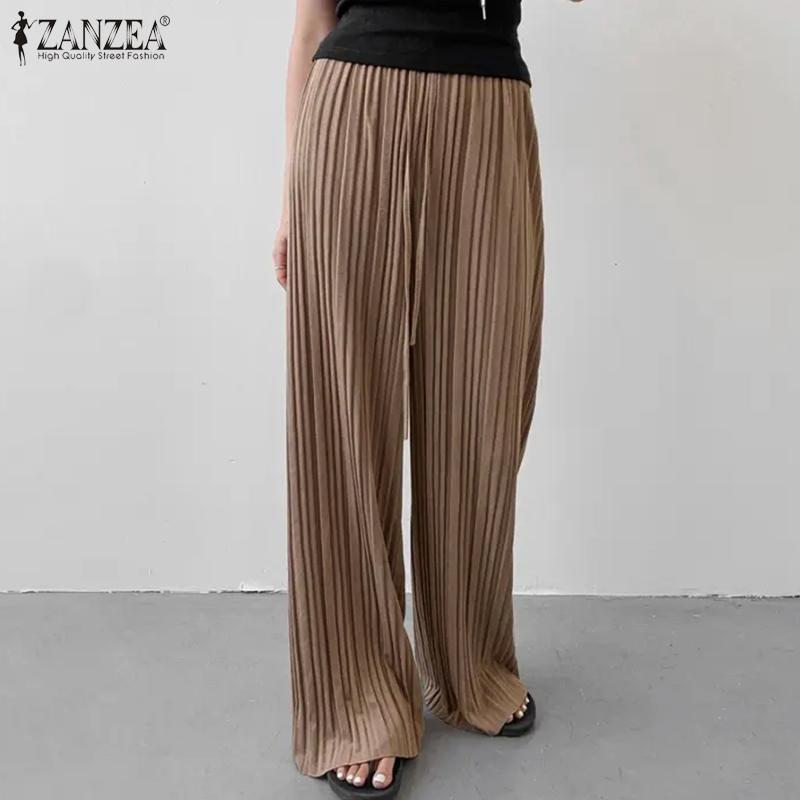 

ZANZEA Повседневные свободные широкие брюки с эластичной резинкой на талии