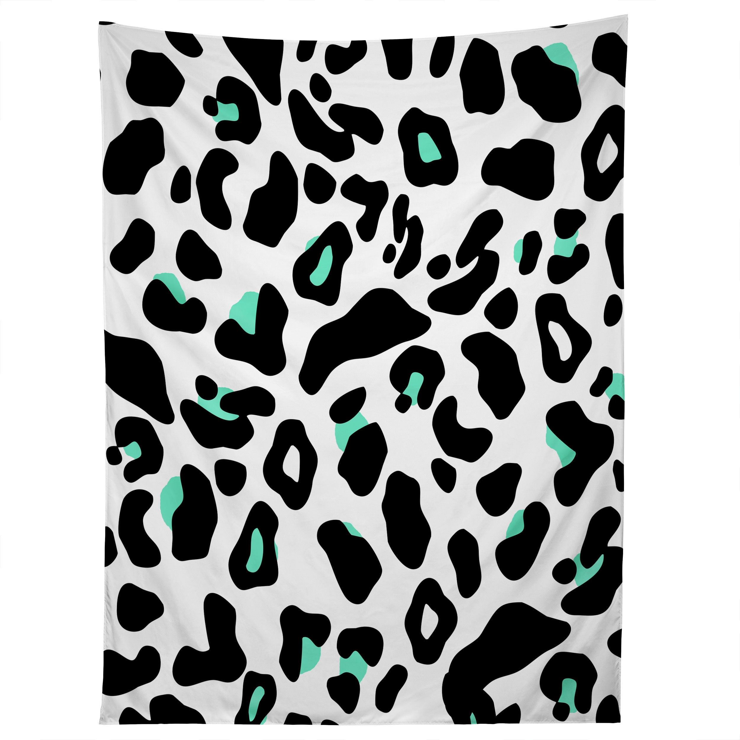 NEON TURQUOISE LEOPARD tapestry 75x100