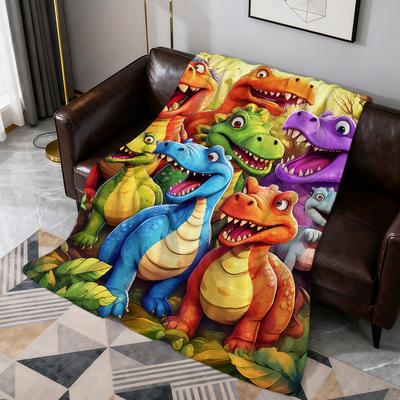 Cartoon Dinosaur Forest Art Cute Funny Soft Warm Plush Blanket Dorm Sofa Living Room Pet Hogar Bedroom Gift Nap Home Flannel
