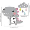 Kinderwandklok dinosaurus met wolken Klok zonder tikgeluid Stille klok Wandklok Jongen grijs a